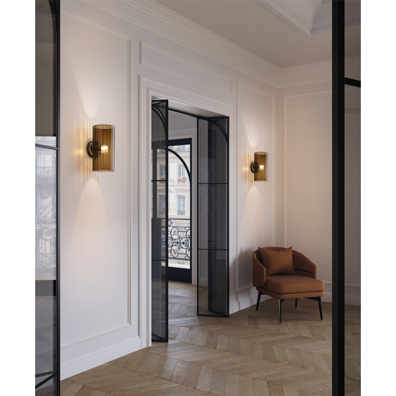 Armonia Wall Lamp 14 Fume' Rombi Matt Black Nickel E12 Ul, Amber Balloton, Matte Black Nickel