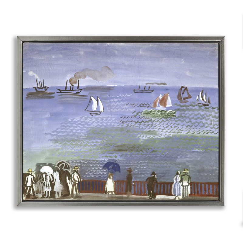 "Classic Raoul Dufy", scène nautique encadrée grise par one1000paintings, H 25 po x l 31 po, Cadre flottant gris lustré