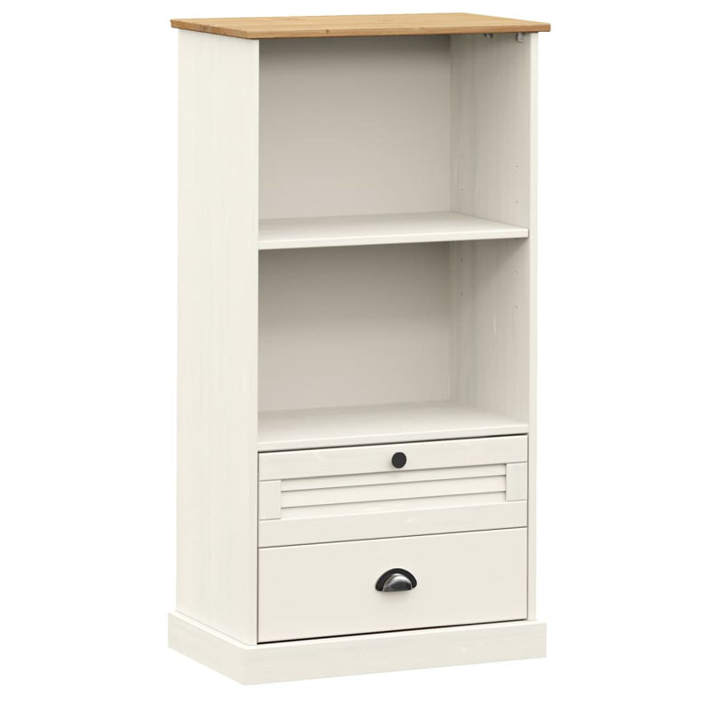 Vidaxl Bookcase VIGO 23.6"X13.8"X45.1" Solid Wood Pine, White/Brown