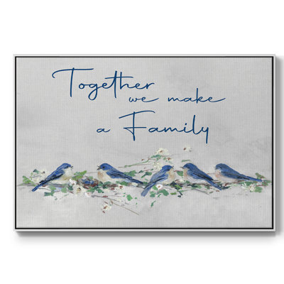 Bluebird Family, peinture sur toile encadrée