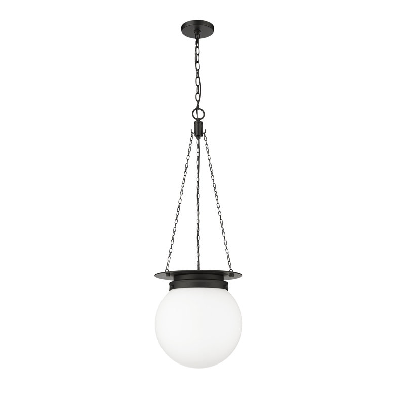 Luminaire suspendu unique à 1 lumière Zella, Blanc, H 86,75 po x l 13 po x P 13 po, Noir mat