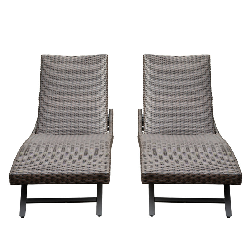 Chaise longue d'extérieur en osier 2 pièces