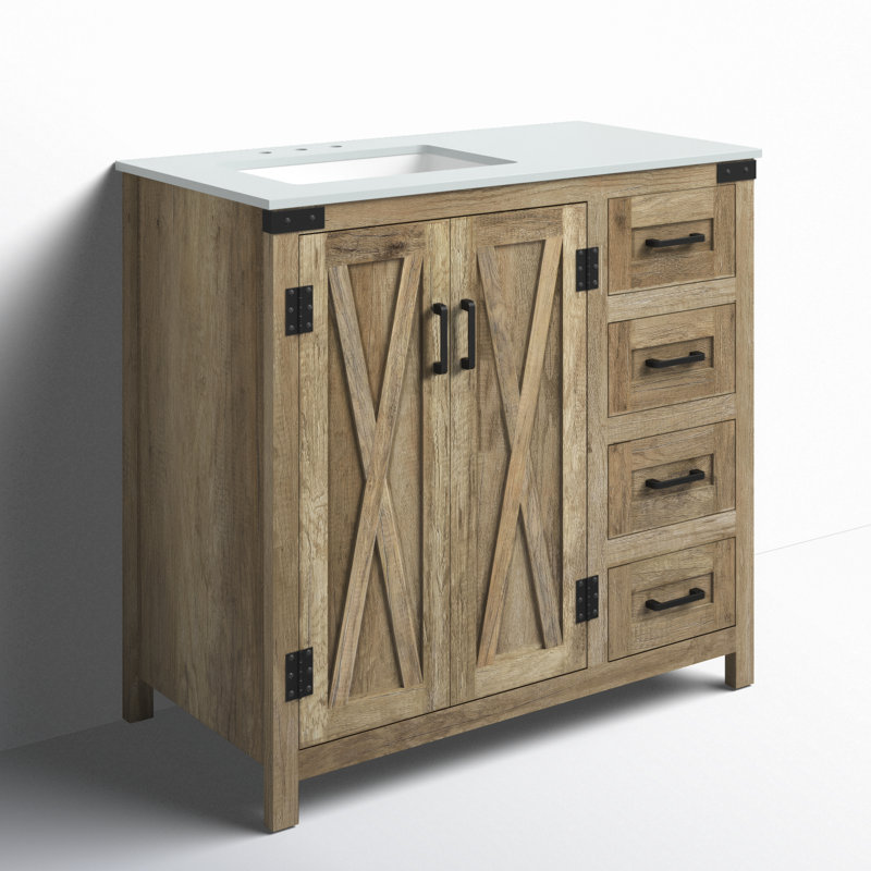 Ensemble de meuble-lavabo simple 36 po Slayton, Chêne naturel
