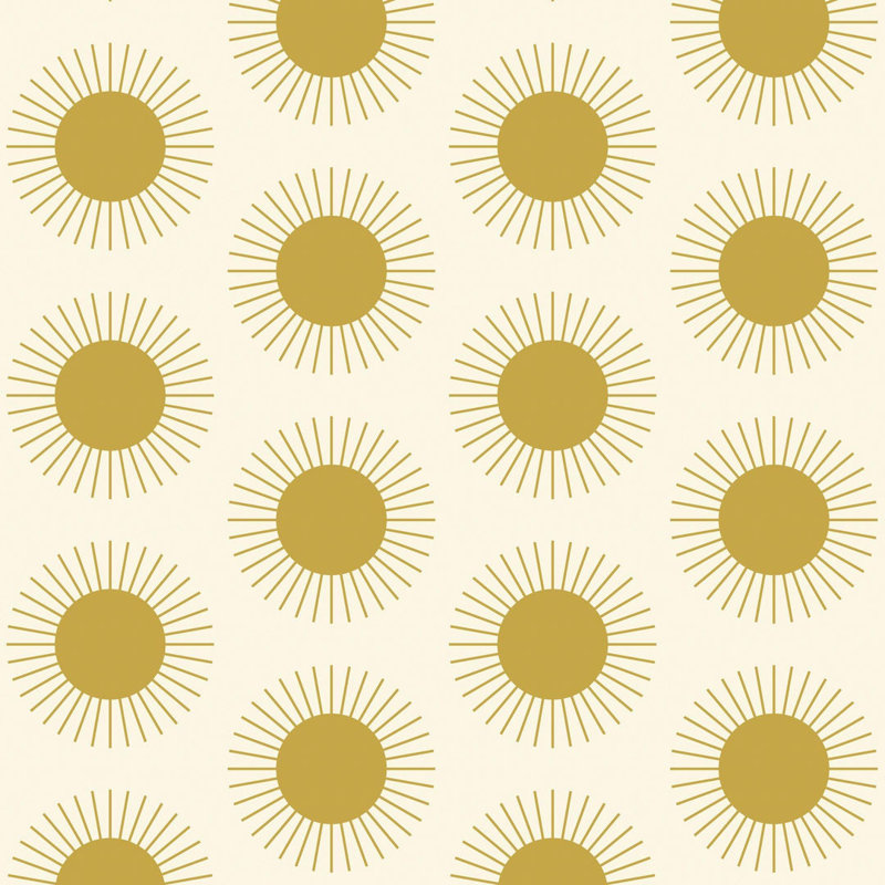 Sunburst - Wallpaper, Yellow, Faux Grasscloth, Non-Pasted