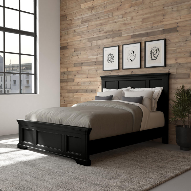 Auriel Solid Wood Standard Bed, Black, Queen