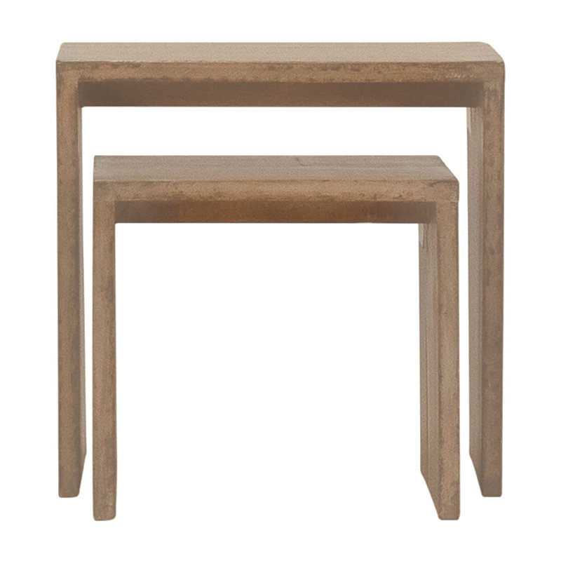 Evie Solid Wood Sled Nesting Table Set, Light Wash