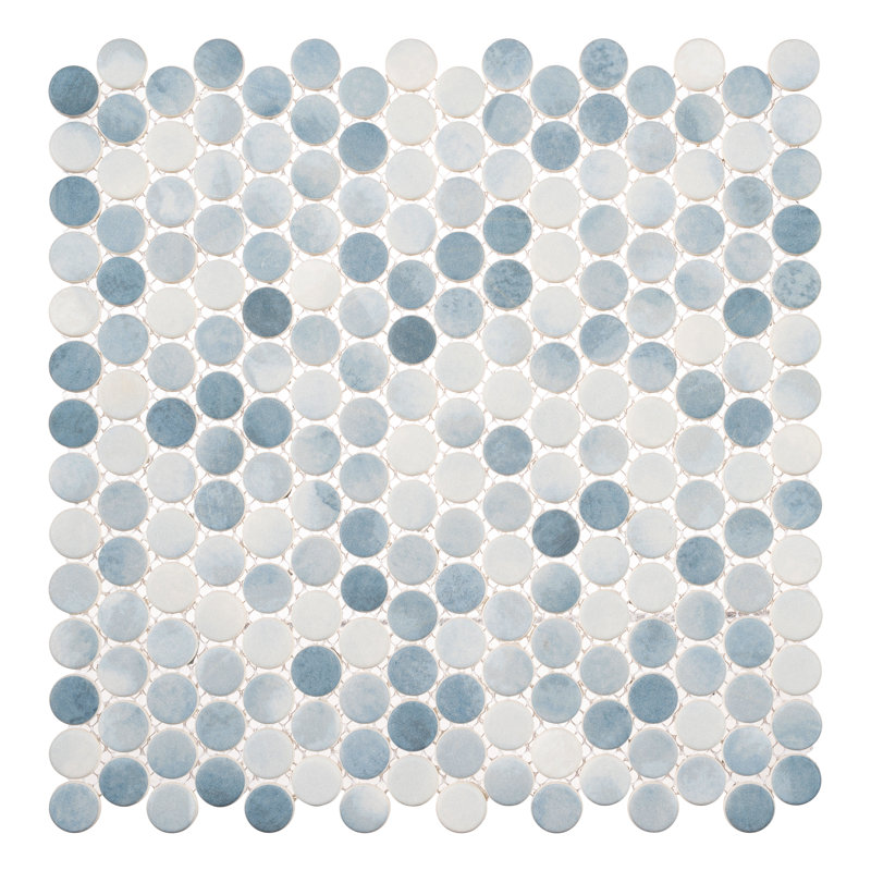 Pixie 3/4-in. Penny Round Fabric Look Matte Glass Wall & Floor Mosaic Tile, Wave
