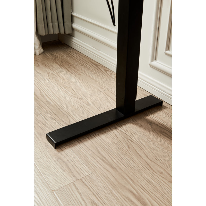  Adjustable Standing Desk with South American Walnut, Live Edge Desk, Black, 29.5" H x 46" W x 24" D
