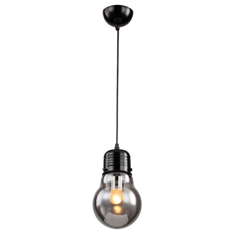 1-Light Black Frame Single Bulb Pendant