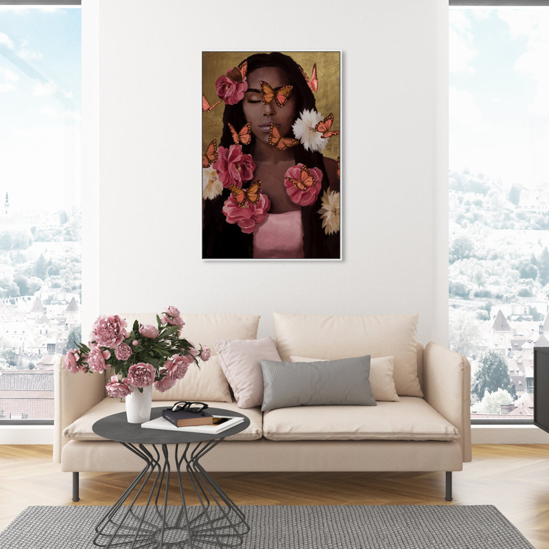 «Lost in the Butterfly Garden», impression sur toile, H 45 po x l 30 po, Cadre blanc