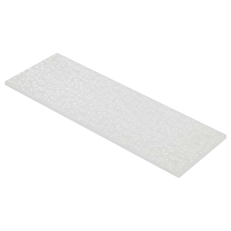 Sonya Flowers 6x16 Frosted Glass Tile, Pearl White