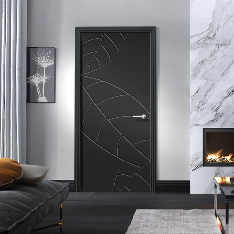 Black Hollow Core MDF Interior Slab Door with Smooth Finish
