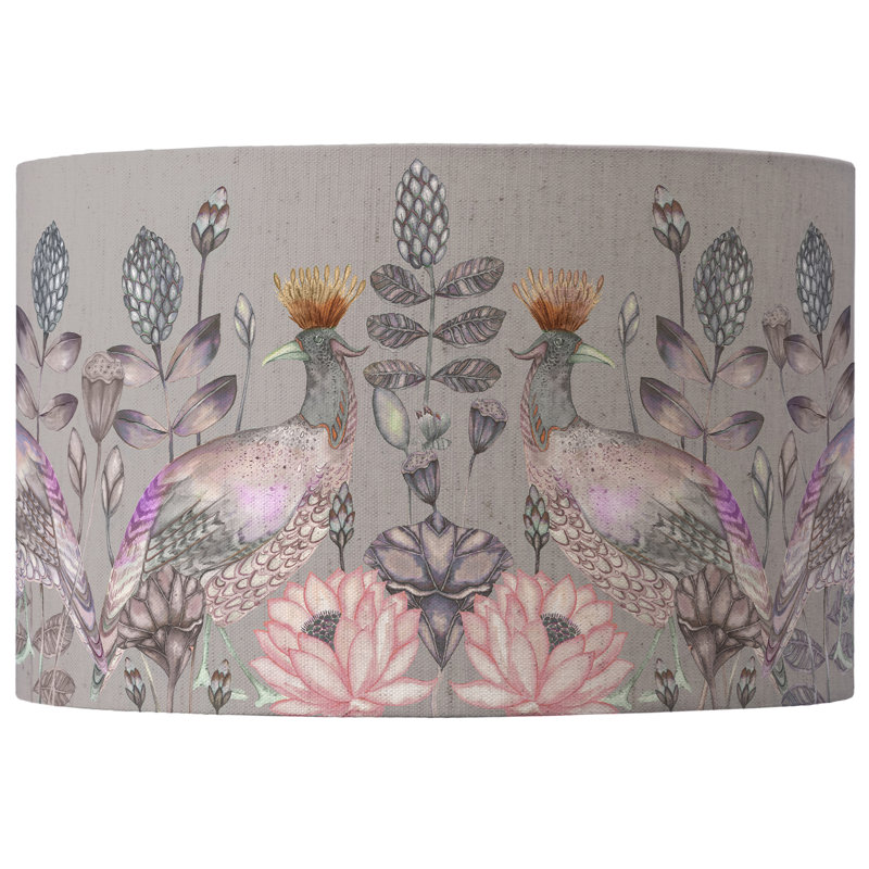 Cotton Drum Lamp Shade, Purple, 25cm H x 40cm W x 40cm