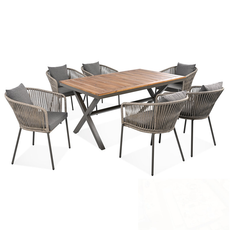 7 Pieces Godfrey with Dining Table and 6 Chairs, Gray