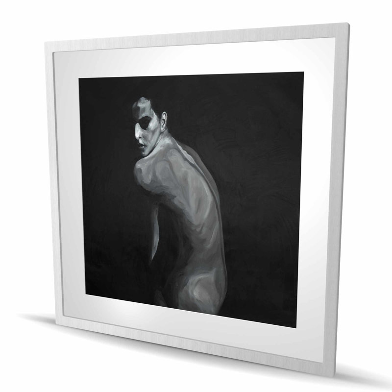 Dénudé - imprimé mat noir et blanc encadré pour la décoration intérieure