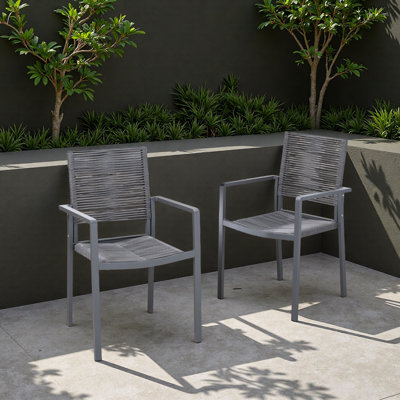 Outdoor Modern Aluminum Dining Chair With Rope Seat (Set Of 2)
