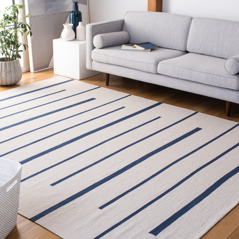 Estrellita Hand-Woven Cotton Striped Flatweave Area Rug, Rectangle 8' x 10'