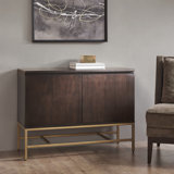 Martha Stewart Allister Solid Wood Accent Cabinet with Metal Base
