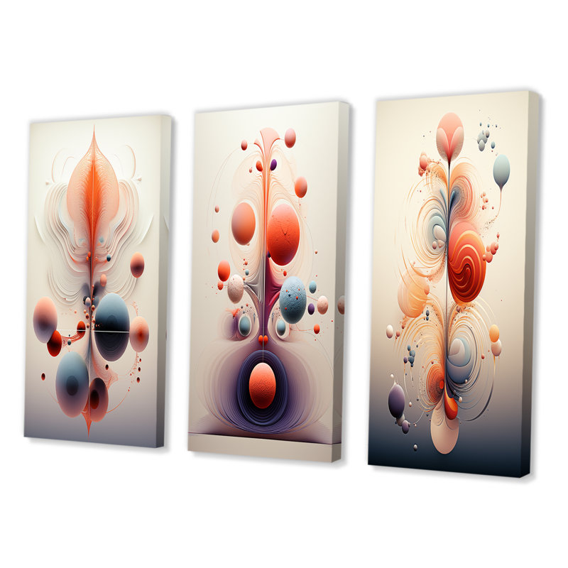 «Metamorphosis Interior Design Retro Futuristic», 3 pièces sur toile, H 32 po x l 48 po, Toile tendue