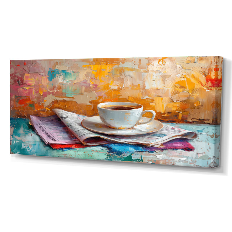 Morning Cozy Cup Of Coffee - décoration murale café, H 24 po x l 32 po, Cadre simple noir