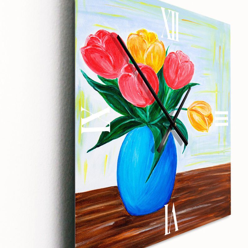 Horloge murale Bouquet de tulipes dans un vase, Très grand