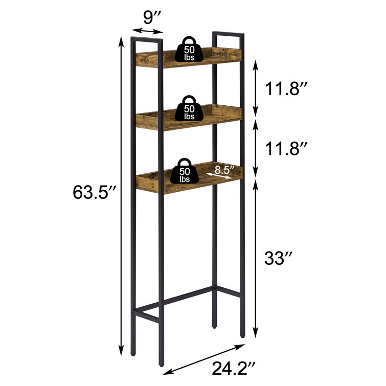 Merrisa Over-the-Toilet Storage Rack 3-Tier Bathroom Organizer Shelf Freestanding Space Saver Stand 17 Stories