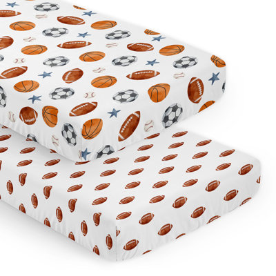 Watercolor Sports Theme 2 Pack Fitted Crib Sheet by Sweet Jojo Designs