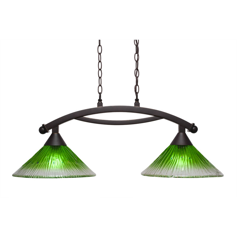 Eisenhauer 2 Light Island Light Shown With 12" Glass, Frosted, Black Copper