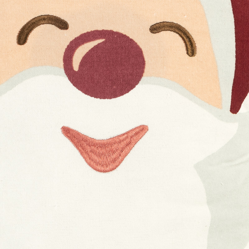 Santa Smile Embroidered Polyester Decorative Pillow 13x20