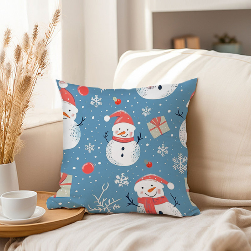 Holiday Christmas Snowman Pattern VI, 16"H x 16"W