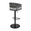 Tabouret de bar ou de bar pivotant réglable Blaise en métal noir avec tissu gris et similicuir