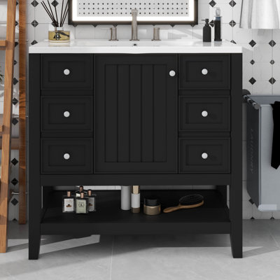 Base de meuble-lavabo 36 po avec armoire et trois tiroirs
