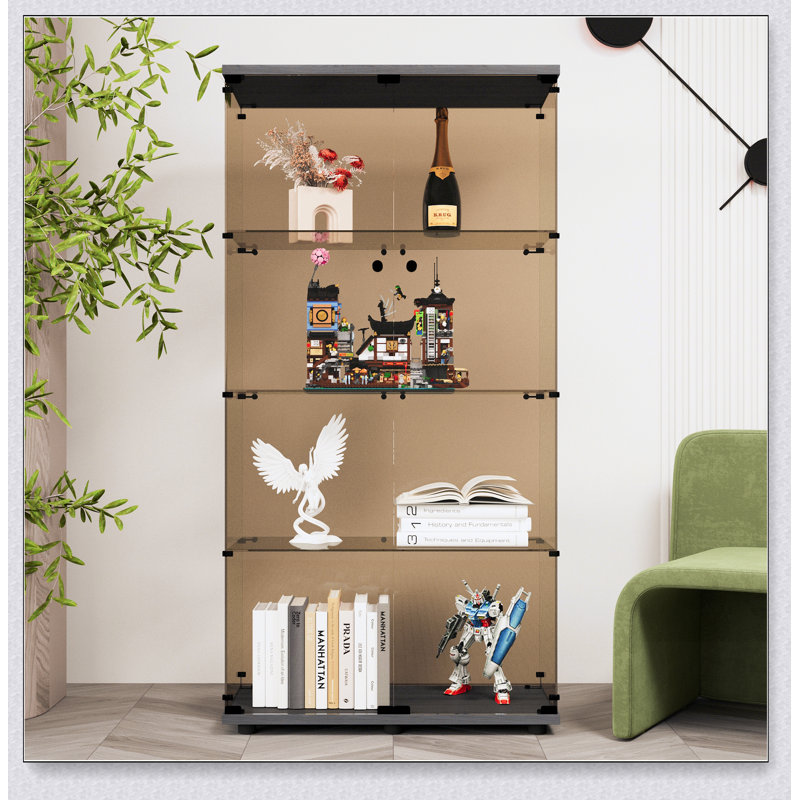 Vitrine à deux portes avec 4 tablettes et porte vitrée Tawny