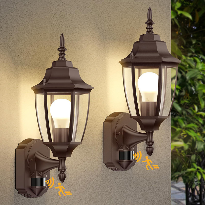 2-Pack Outdoor Wall Lights, Dusk to Dawn Motion Sensor Light Fixture, Exterior Aluminum Waterproof Porch Light for Patio Front Door Garage