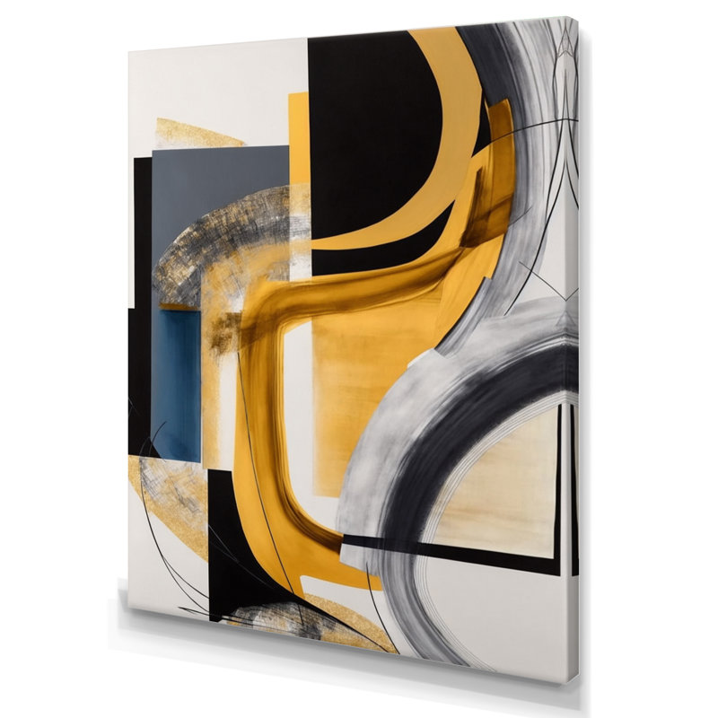 Avena Glam doré et noir Expression IV - spirales abstraites, art mural, L 12 po x H 20 po, Toile tendue