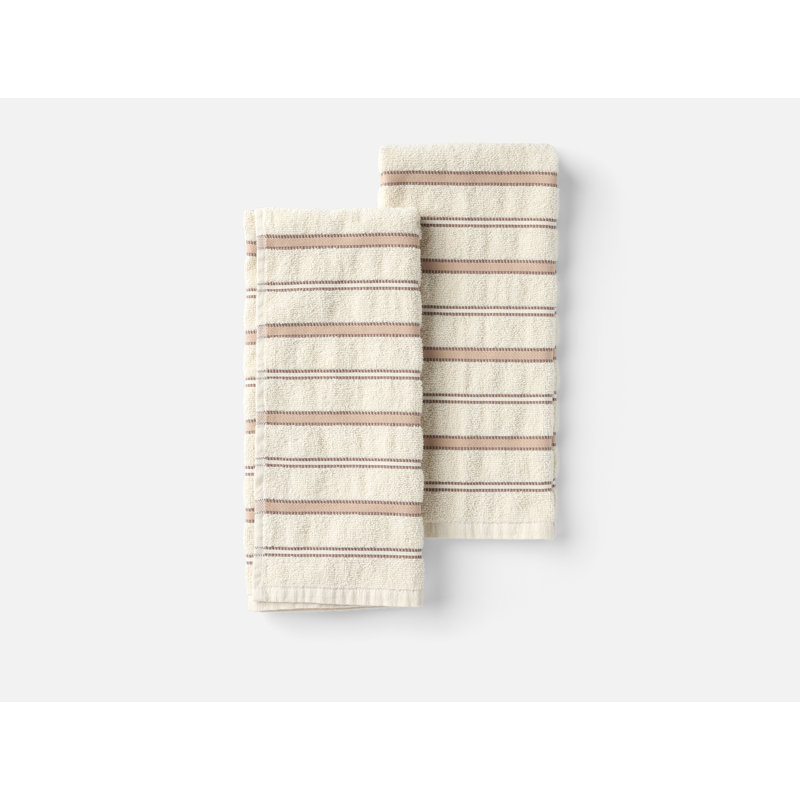 Acacia Organic Striped Tea Towel, Undyed w/Petal Stripe