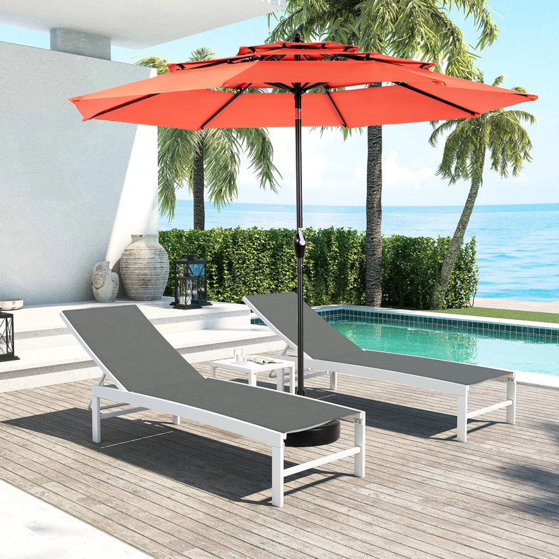 Parasol de terrasse à 3 niveaux orange pour terrasse, piscine, jardin et piscine, Orange