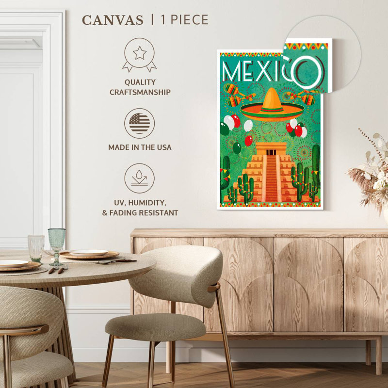 Affiche rétro Mexique, Mexique, H 24 po x l 16 po