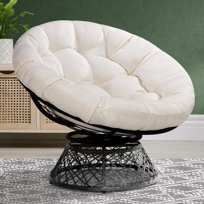 Fauteuil d'appoint pivotant avec coussin extra épais Ariyelle Papasan pour un confort ultime
