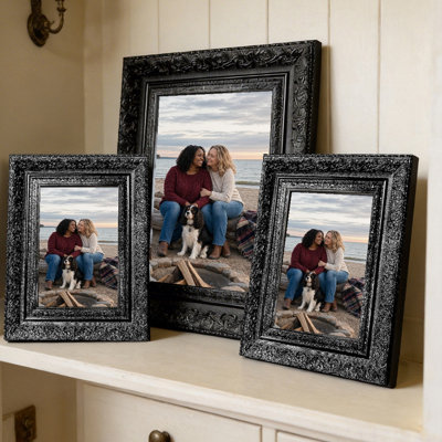 Black 3 PCS 5" x 7" Heritage Style Picture Frame with Gallery Wall Styling