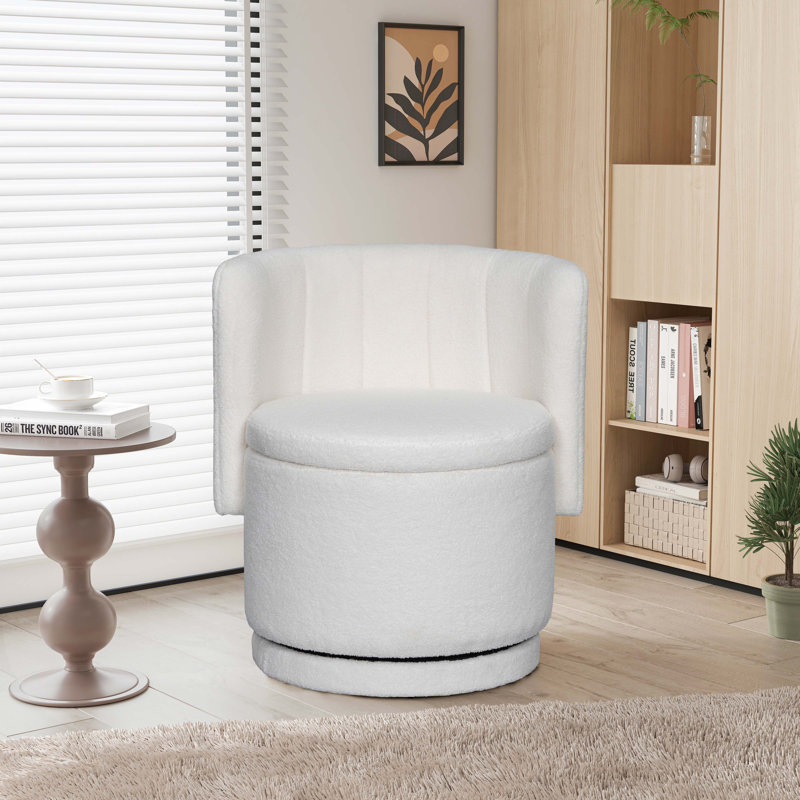 Chaise pivotante avec espace de rangement sous le siège, Beige Boucle