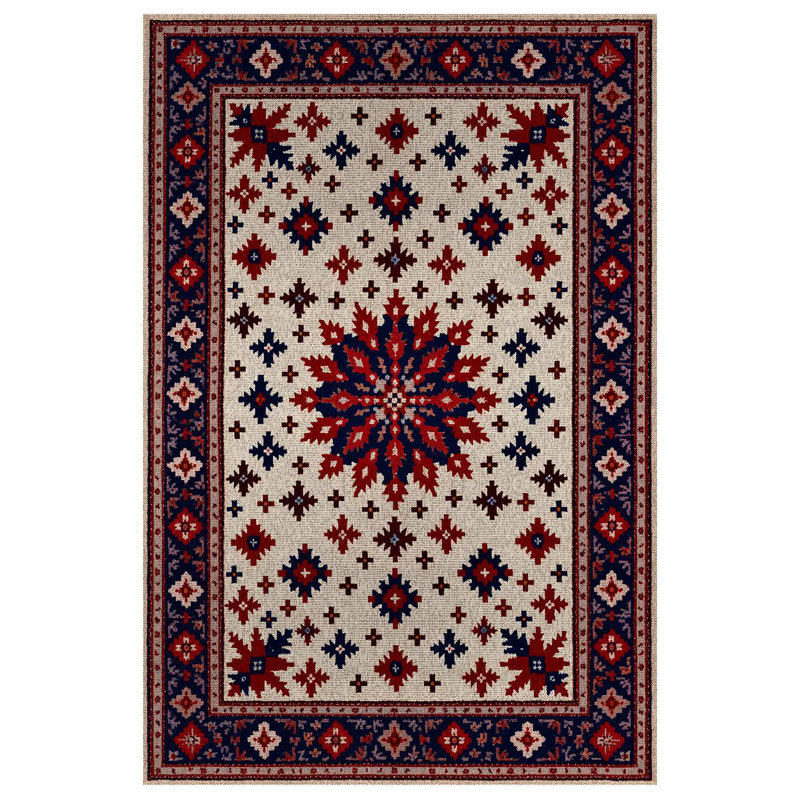 Kenzah Collection Digital Print Cotton-Polyester Burgundy Floral Rug, Runner 2'8" x 9'11"