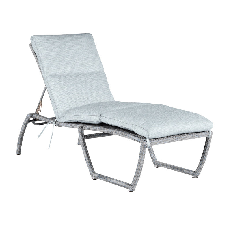 Skye N-Dura Resin Wicker Outdoor Chaise Lounge, Oyster, Welt, Paper Sky