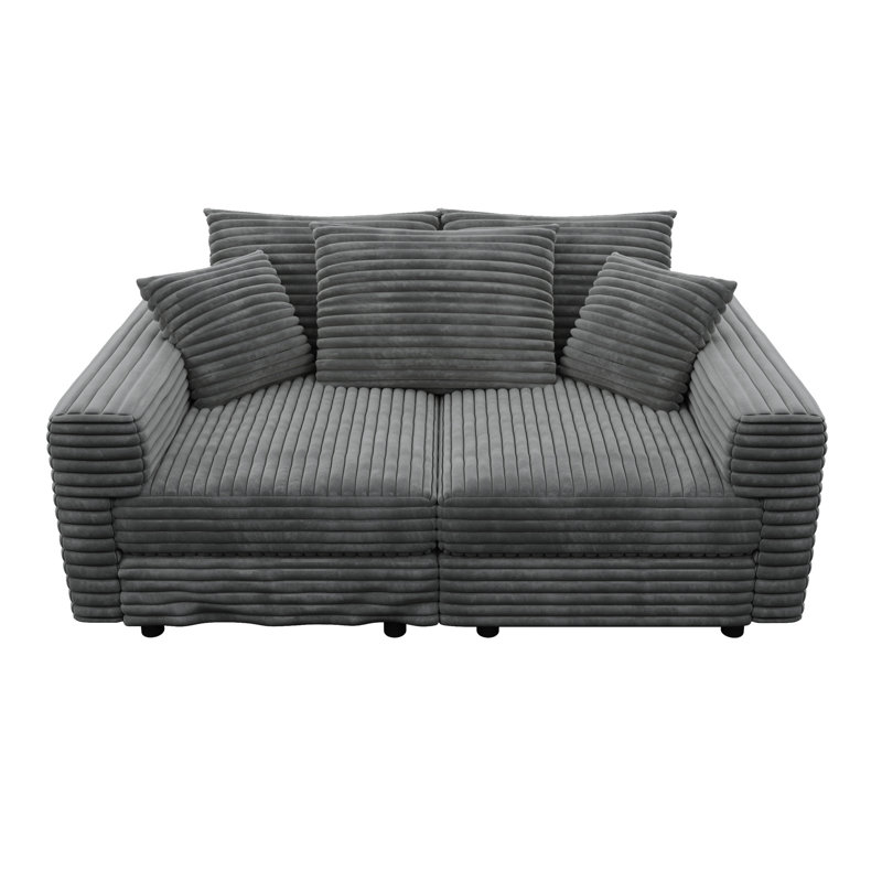 Velours côtelé gris 82,7 po à 3 places, confort luxueux, profond avec coussins moelleux, convertible, support stable pour les adultes, moderne facile à assembler, couleur grise, canapé rembourré confortable, multiples