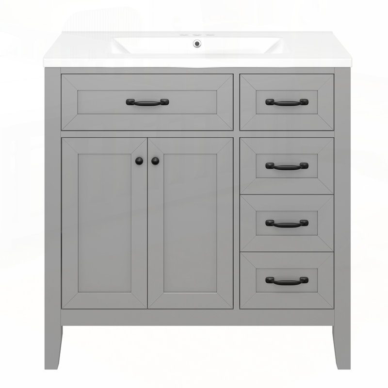 Versatile Bathroom Vanity with Integrated Sink and Ample Storage