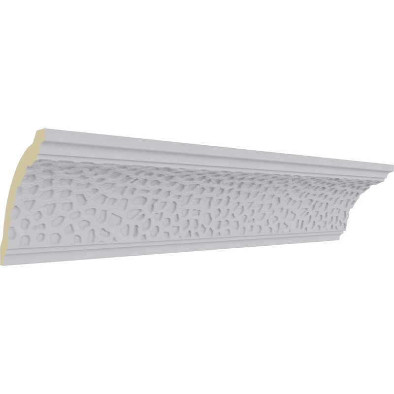 Primed White Geometric Polyurethane Crown Moulding Sample, 12" Length