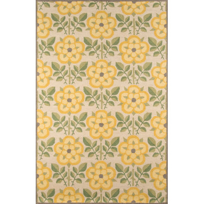 Tapis jaune en laine touffeté à la main Dottie