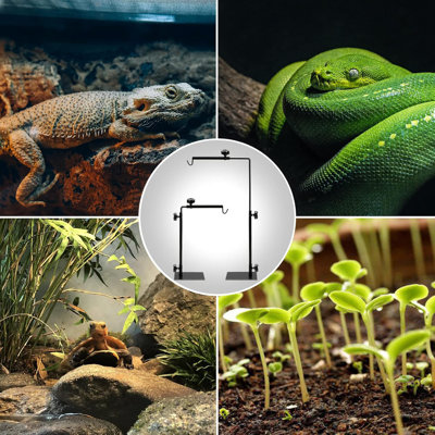 Support pour lampe de reptile simple de 22-35,4 pouces avec support de lumière de plancher en métal pour lumière de chauffage de terrarium en verre de reptile, amphibien et réservoir d'aquarium