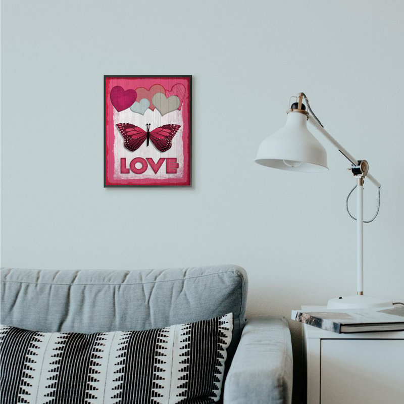 « papillon love design », impression sur toile, Giclée encadrée noir minuit, H 14 po x l 11 po