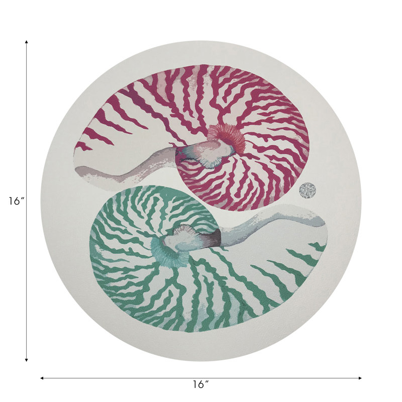 Nautilus Turq Pebble 16" Vinyl Placemat, Pink/Green